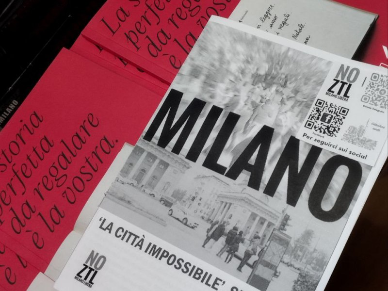 Volantinaggio contro Area B, Area C, ZTL,  C40, Milano 09 dicembre&nbsp;2023