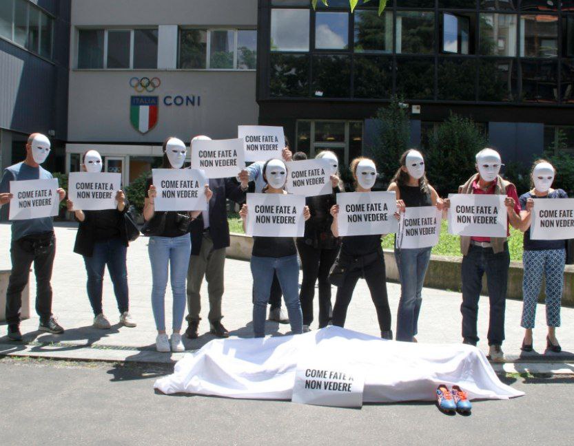 “COME FATE A NON VEDERE”: Flash-mob davanti alla sede del CONI Lombardia, Milano 13 giugno&nbsp;2024